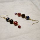 Wedding Cake Marbled Bead Blue Red/Burgundy GP Earrings Wedding Cake Marbled Bead Blue Red/Burgundy GP Earrings