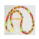 Fun Flirty Wood Flower Ball Disc Beaded Necklace Fun Flirty Wood Flower Ball Disc Beaded Necklace