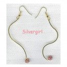 Single Chain With Rose Crystal Ball Earrings