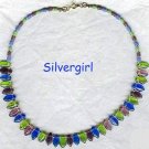 17 3/4" Multi Color Glass Diamond Drop Necklace 17 3/4" Multi Color Glass Diamond Drop Necklace