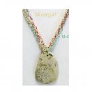 3 Strand Twisted Dendrite Jasper Pendant Necklace-Red Gold Green 3 Strand Twisted Dendrite Jasper Pendant Necklace-Red Gold Green