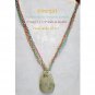 3 Strand Twisted Dendrite Jasper Pendant Necklace-Red Gold Green