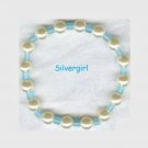 Blue Cube Soft Cream Imitation Pearl Beaded Bracelet