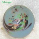 Fun Fashion Blue Multi Lampwork Glass Bead Ring