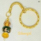 Golden Amber Gold Flake Lampwork Crystal Beaded Key Chain Golden Amber Gold Flake Lampwork Crystal Beaded Key Chain