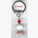 Red & White Glass Lampwork Beaded Key Chain