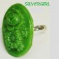 Fun Fashion Plastic Green Flower Bead Ring SP