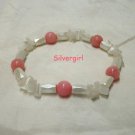 Pink Jade Glass Fiber Optic Magnetic Beaded Bracelet