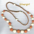 30" Vintage Plastic Brown and Cream Beaded Necklace 30" Vintage Plastic Brown and Cream Beaded Necklace