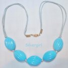 Pretty Vintage Blue 2 Strand Cord Bead Necklace Pretty Vintage Blue 2 Strand Cord Bead Necklace