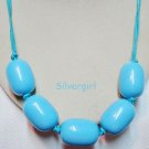 Pretty Vintage Blue Beaded 2 Strand Cord Necklace