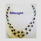 2 Strand Glass Quartz Rock Bead Vintage Necklace