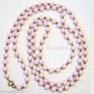 Vintage Long Lilac Gold Tone Plastic Beaded Necklace Vintage Long Lilac Gold Tone Plastic Beaded Necklace