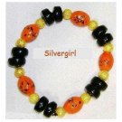 Black and Orange Glass GP Beads Stretch Bracelet