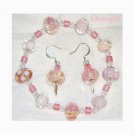 Pretty in Pink Glass Lamwork Bracelet Earring Set