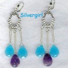 Blue Chalcedony Amethyst Heart Briolette Chandelier Earring Blue Chalcedony Amethyst Heart Briolette Chandelier Earring