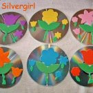 Drink CD Disc Coasters Set of 6 OOAK Flowers