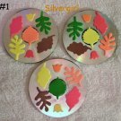 Handmade Drink CD Disc Coasters Set of 3 OOAK Fall Leaves #1