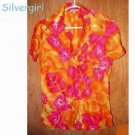Vintage Ladies Soft Shiny Orange Pink Nylon Fitted Top