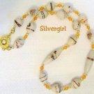 Vintage Lampwork Cream Brown Glass Beaded Choker Vintage Lampwork Cream Brown Glass Beaded Choker