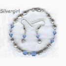Sapphire Violet FW Pearl Crystal Bracelet Earring Set Sapphire Violet FW Pearl Crystal Bracelet Earring Set
