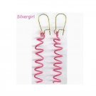 Just For Fun Twisted Pink Coated Wire Earrings