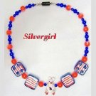 Red White Blue Teddy Bear 14" Necklace