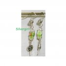 Light Green Celestial Bead Painted Glass Earrings