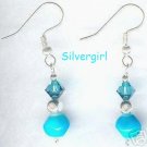 TROPICAL ISLE Blue Glass Crystal Dangly Earrings TROPICAL ISLE Blue Glass Crystal Dangly Earrings