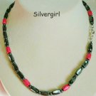 18" Theraputic Black Red SP Clasp Magnetic Necklace 18" Theraputic Black Red SP Clasp Magnetic Necklace