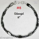 8" Black Magnetic Hematite Bracelet with SP Lobster Clasp #8