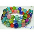 19" Glass Rainbow Colored Beaded Memory Wire Wrap Bracelet 19" Glass Rainbow Colored Beaded Memory Wire Wrap Bracelet