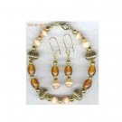 Butterscotch Candy Gold Glass Bracelet and Earrings