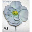 Single Large Multi Tone Blue Silk Flower Bobby Pin