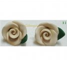 Rich Cream Colored Polymer Clay Rose Flower Stud Earrings Rich Cream Colored Polymer Clay Rose Flower Stud Earrings