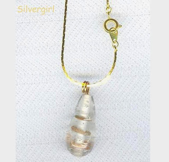 Gold Swirled Clear Lampwork Necklace