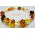 Gold Yellow Mix Glass Memory Wire Wrap Bracelet Gold Yellow Mix Glass Memory Wire Wrap Bracelet