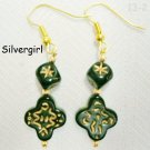 Black Gold Engraved Beaded Dangle Earrings Black Gold Engraved Beaded Dangle Earrings