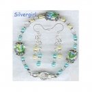 Crystal Floral Encased Lampwork Bracelet Set