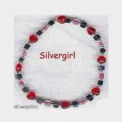 Hematite Pink Miyuki Cube Red Heart Bead Bunch Bracelet