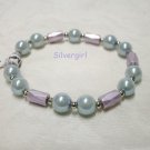 Magnetic 2 Tone Purple Silver Bead Bracelet Magnetic 2 Tone Purple Silver Bead Bracelet