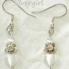 Fiber Optic White Heart Dangle Earrings