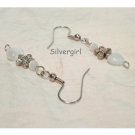 Fibre Optic White Heart Dangle Earrings