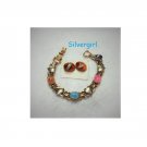 7" Goldtone Chain Bracelet With 4 Colored Stones and Gold Hearts 7" Goldtone Chain Bracelet With 4 Colored Stones and Gold Hearts
