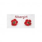 2 Tone Small Red and White Polymer Clay Flower Stud Earrings 15mm 2 Tone Small Red and White Polymer Clay Flower Stud Earrings 15mm