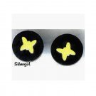 1 pr 2 Piece Metal Butterfly Pierced Earrings