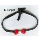 Black Leather Bracelet Red Butterfly Black Leather Bracelet Red Butterfly
