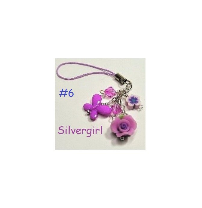 FUN Hand Created OOAK Cell Phone Charm  PDA MP3 Purse Zipper Purple Mix #6