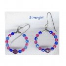 Red Blue Faceted Czech Glass Hoop Earrings Red Blue Faceted Czech Glass Hoop Earrings