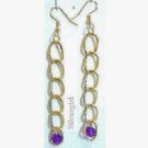 Large Link Gold Plate Chain Glass Bead Earrings Large Link Gold Plate Chain Glass Bead Earrings